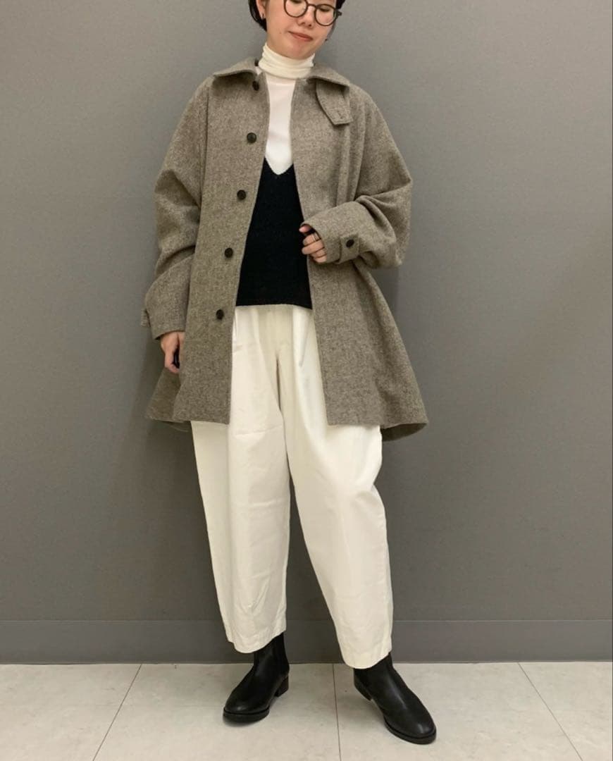 新品タグ付　かぐれ　ヘリンボンウールショートコート　ベージュ　今季完売　お値下げ