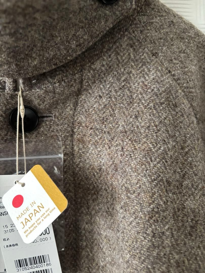 新品タグ付　かぐれ　ヘリンボンウールショートコート　ベージュ　今季完売　お値下げ