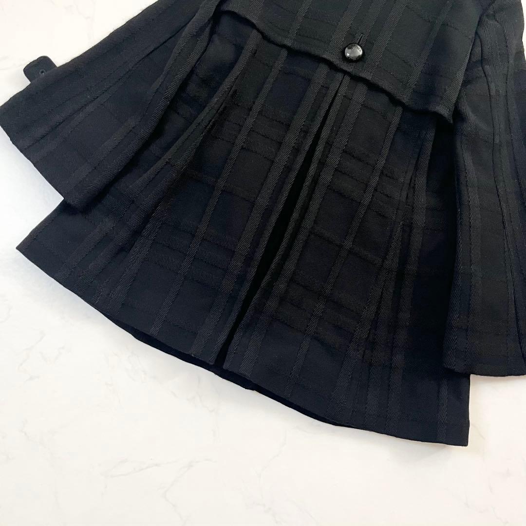 希少　バーバリーブルーレーベル　シャドーチェックコート　Aライン ブラック　38