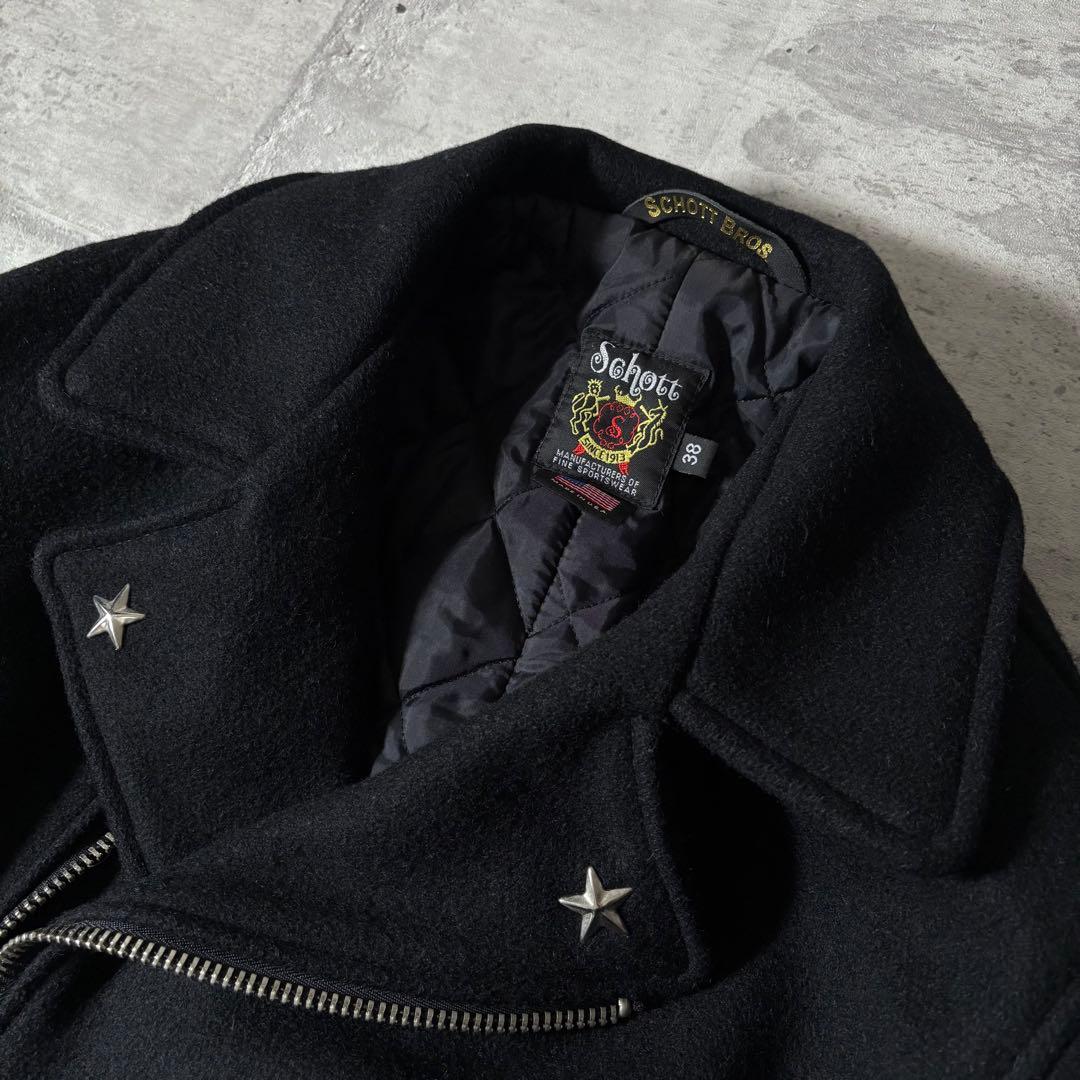 極美品 Schott ウール ライダース ピーコート ワンスター USA製 38