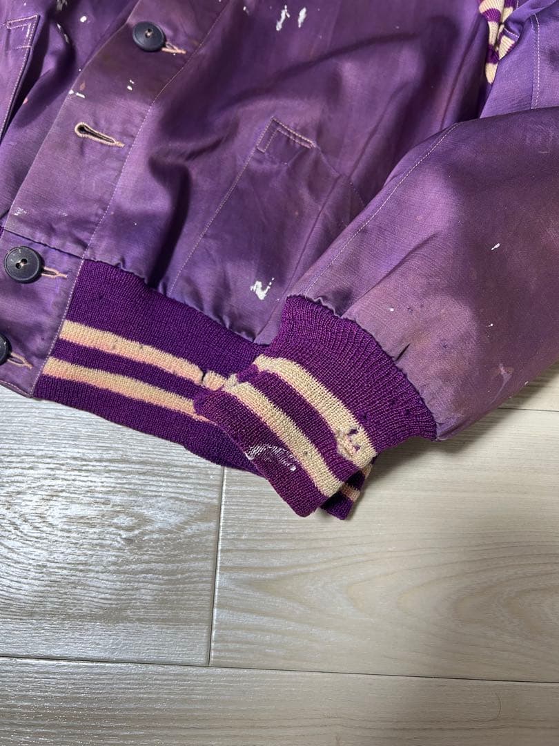 50's サテンボタスタ　スタジャン　ボロ