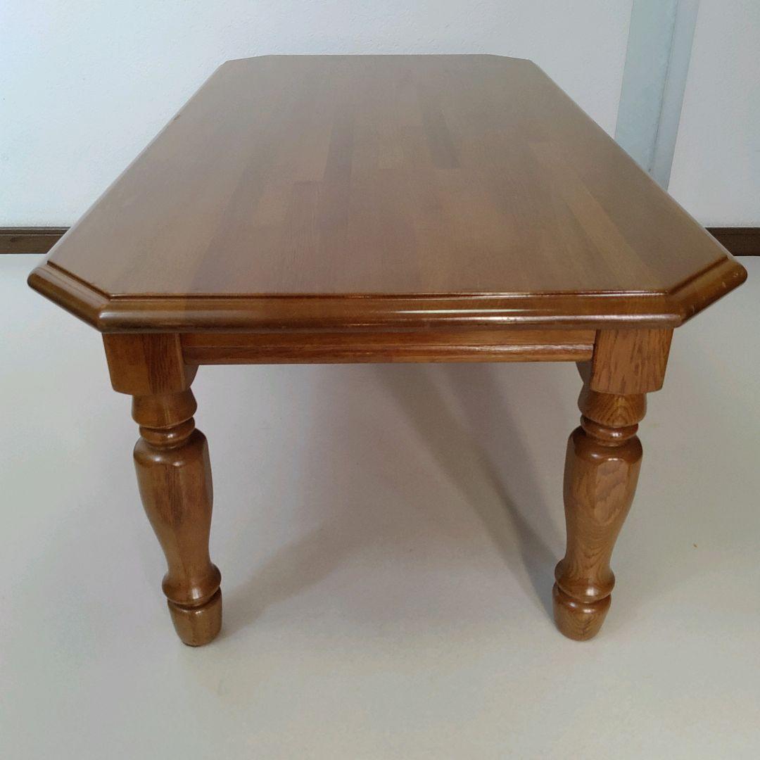 カントリー家具 オーク材 センターテーブル 天然木 オーク材 八角形 ろくろ脚