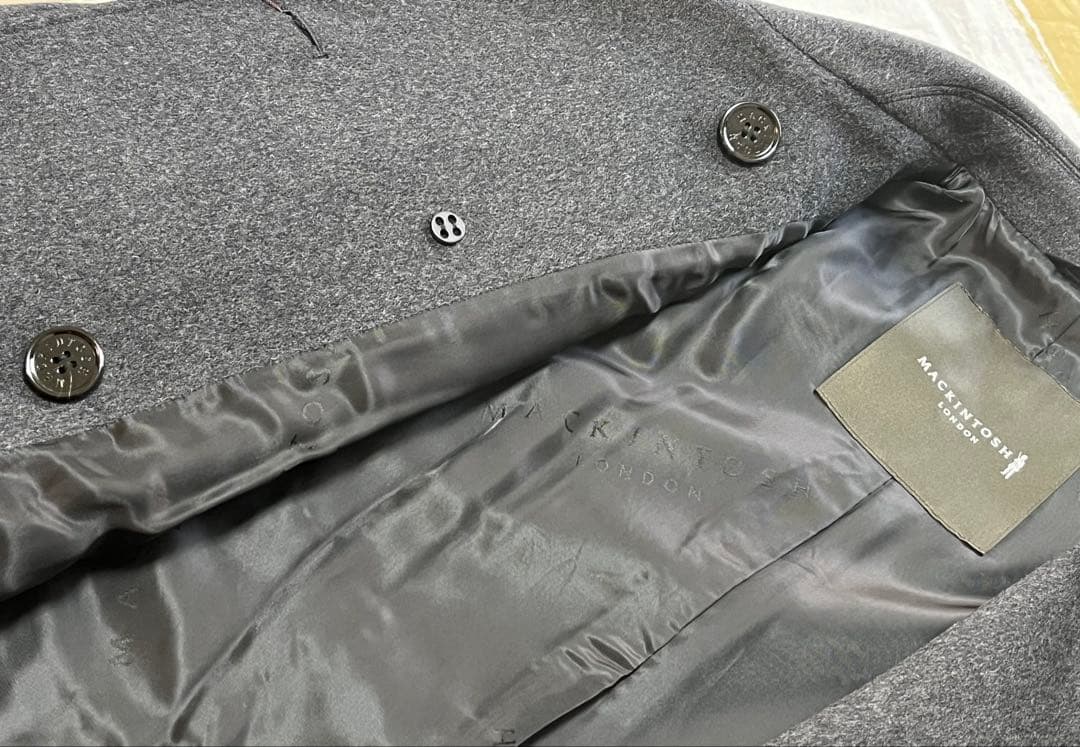 マッキントッシュロンドン　【ウール　カシミヤ混チャコールグレーコート38】