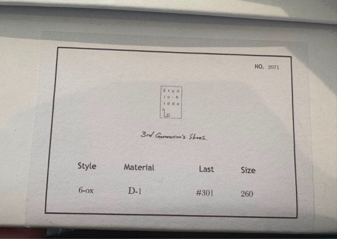 定価93500円　Studio Hidden 東京　ダービーシューズ　新品箱付き