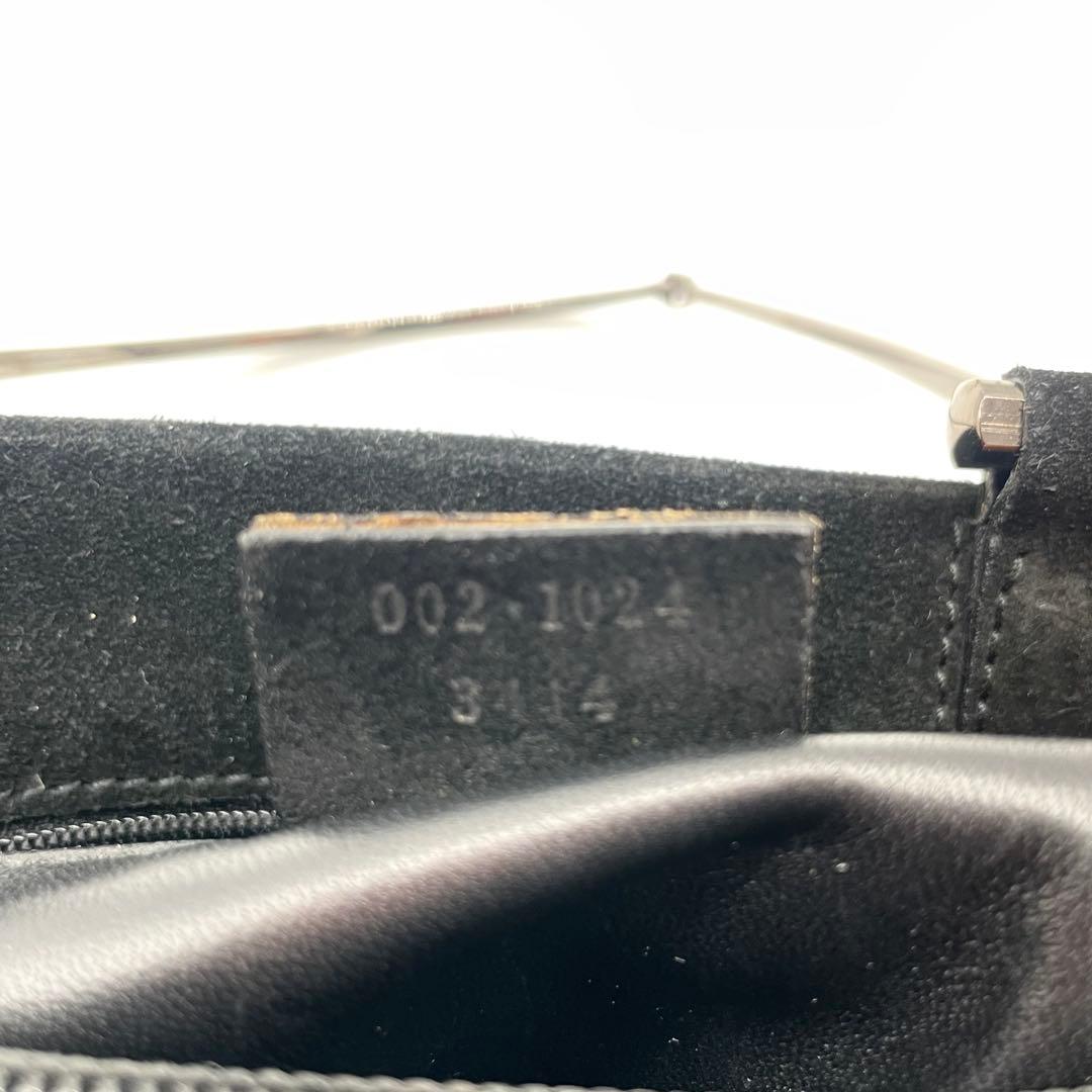GUCCI スエード　メタルハンドル　ハンドバッグ　ブラック　レザー