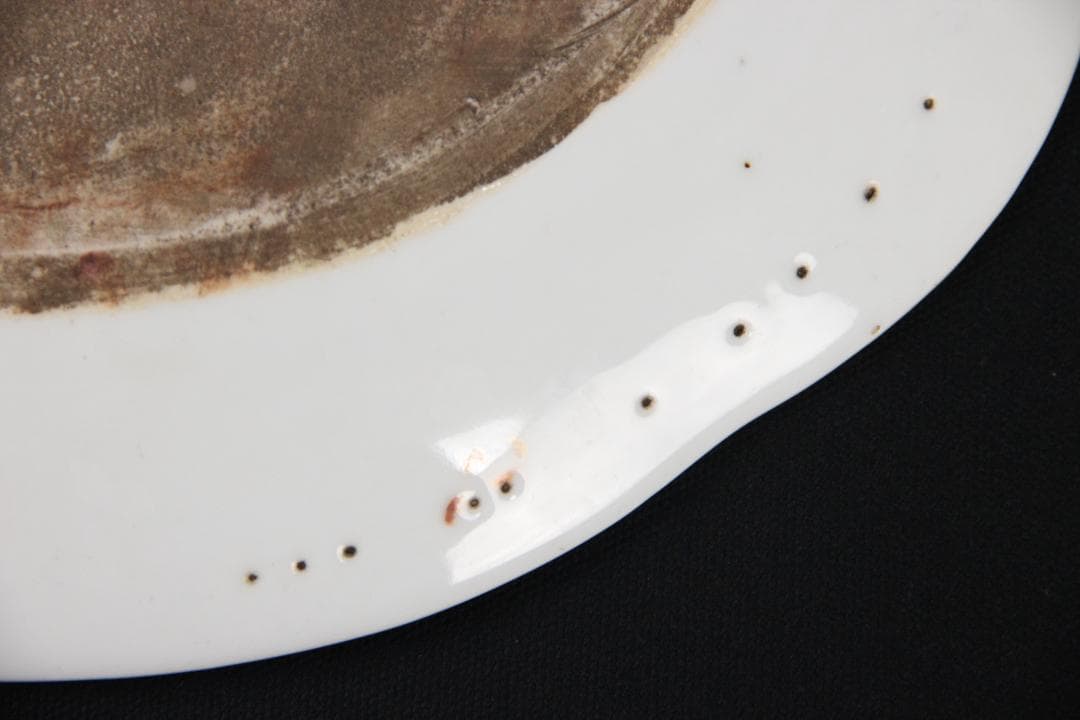 中国　粉彩錦江秋色図　牡丹水鳥文皿　畢伯濤作款　清　民国期　景徳鎮窯　Eo5-5