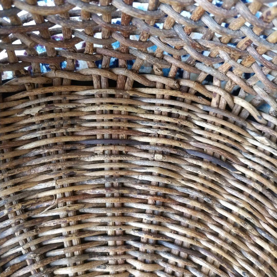 あけび こだし編み 丸型 籠 ランドリーバスケット 大型