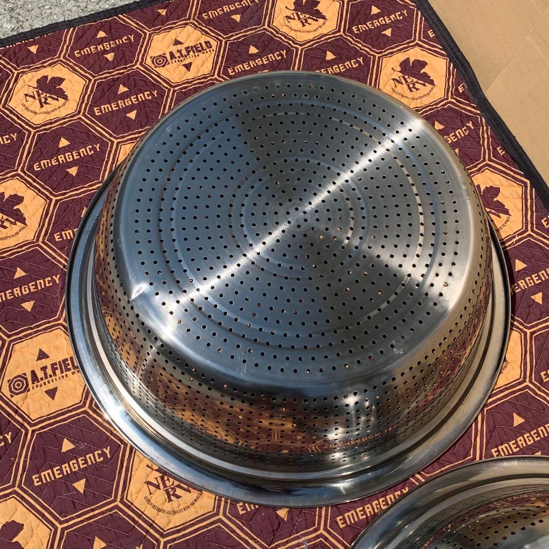 2個　68cm 大型　ステンレス 穴あき　パンチ　水切り　野菜洗い　ざる