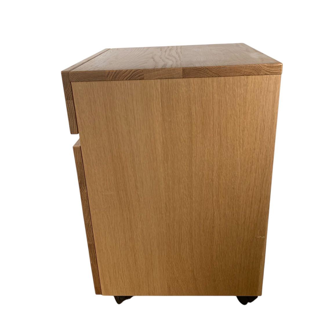 無印良品 オーク無垢材 デスクキャビネット ワイド引出し二段