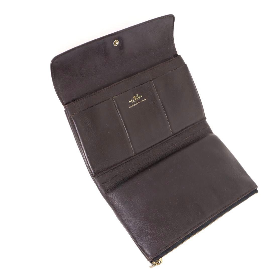 DELVAUX デルヴォー メタルロゴ付 三つ折りレザー長財布 フランス製
