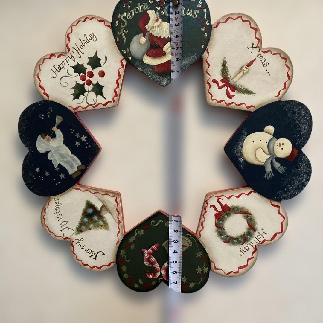 クリスマスリース ハート型 トールペイントサンタクロース