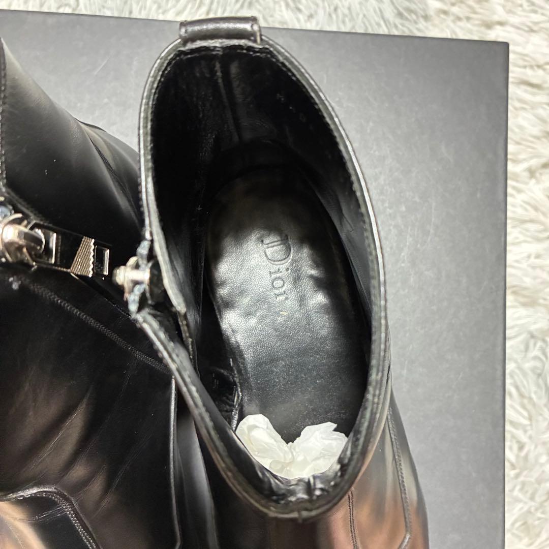 【美品】Dior HOMME 本革 サイドジップ ショートブーツ BLACK