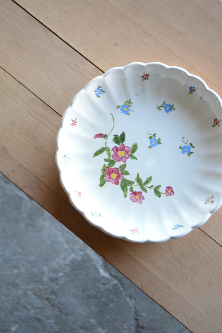 フランスアンティーク　サンタマン    ファイアンス白錫釉    プレート