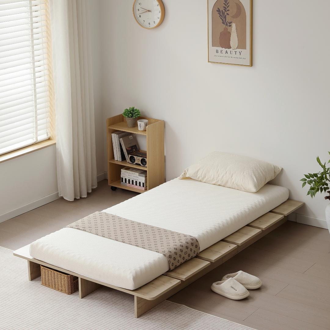 【幅100cm】ベッド　脚付き　木目調　コンパクト　NATURAL