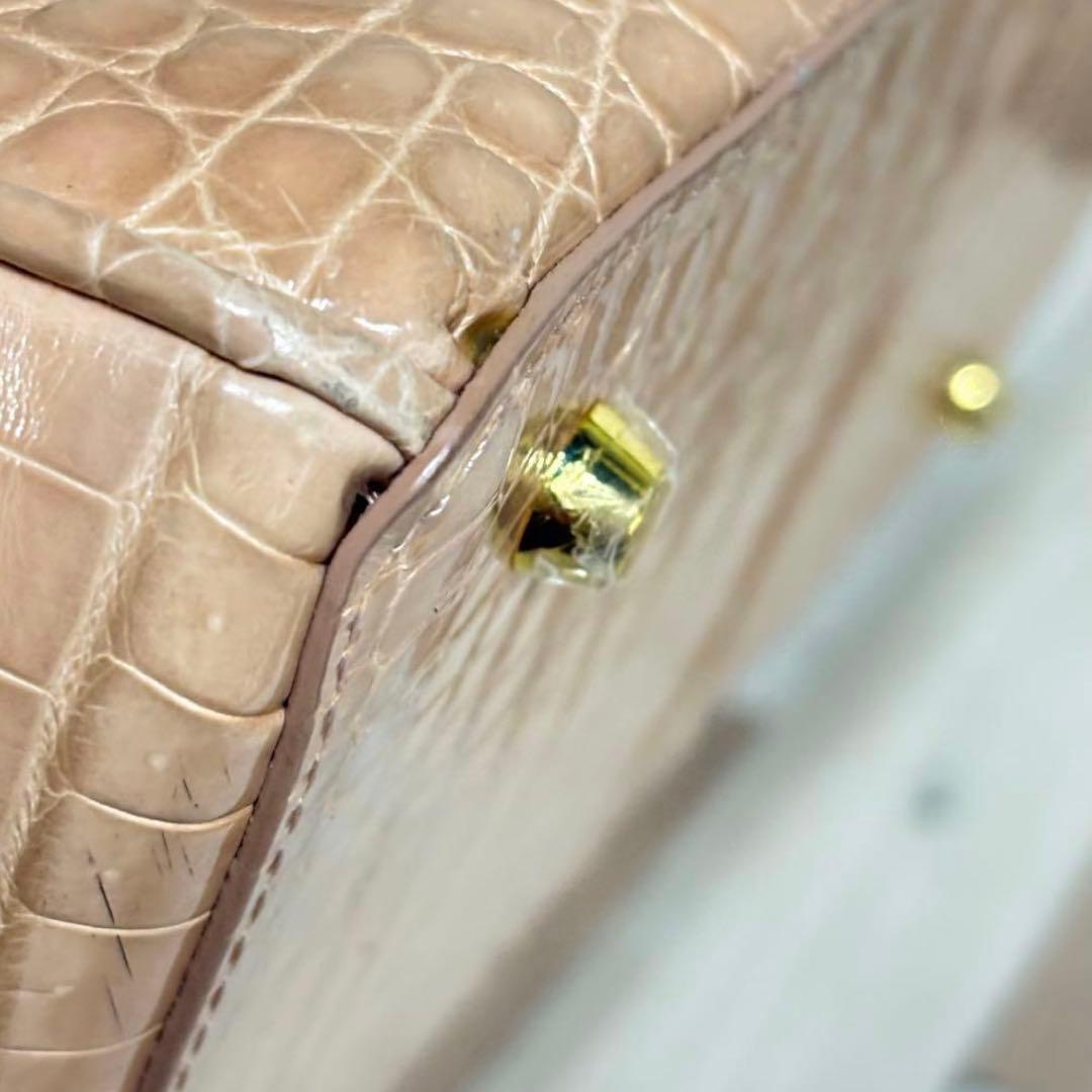 クロコダイル ハンドバッグ 2WAY ショルダーバッグ　シャイニング　アルムコ