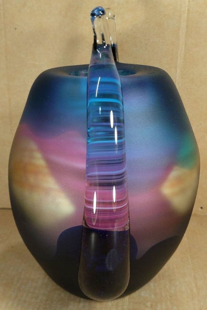 黒木国昭 手吹きガラス花器 銘:夢 共箱 栞 無傷美品 ガラス工芸