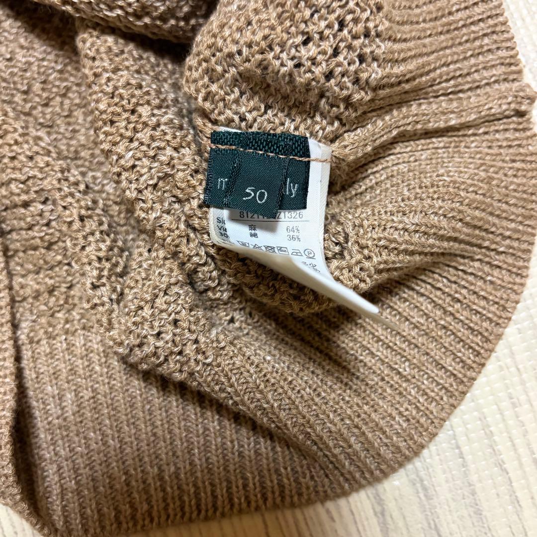ザノーネ 綿麻混合ニット セーター 濃いめのベージュ サイズ50 スローウェア