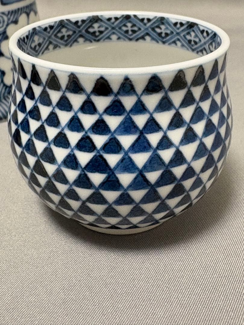 染付　十瑠窯　ぐい呑　湯呑　３点