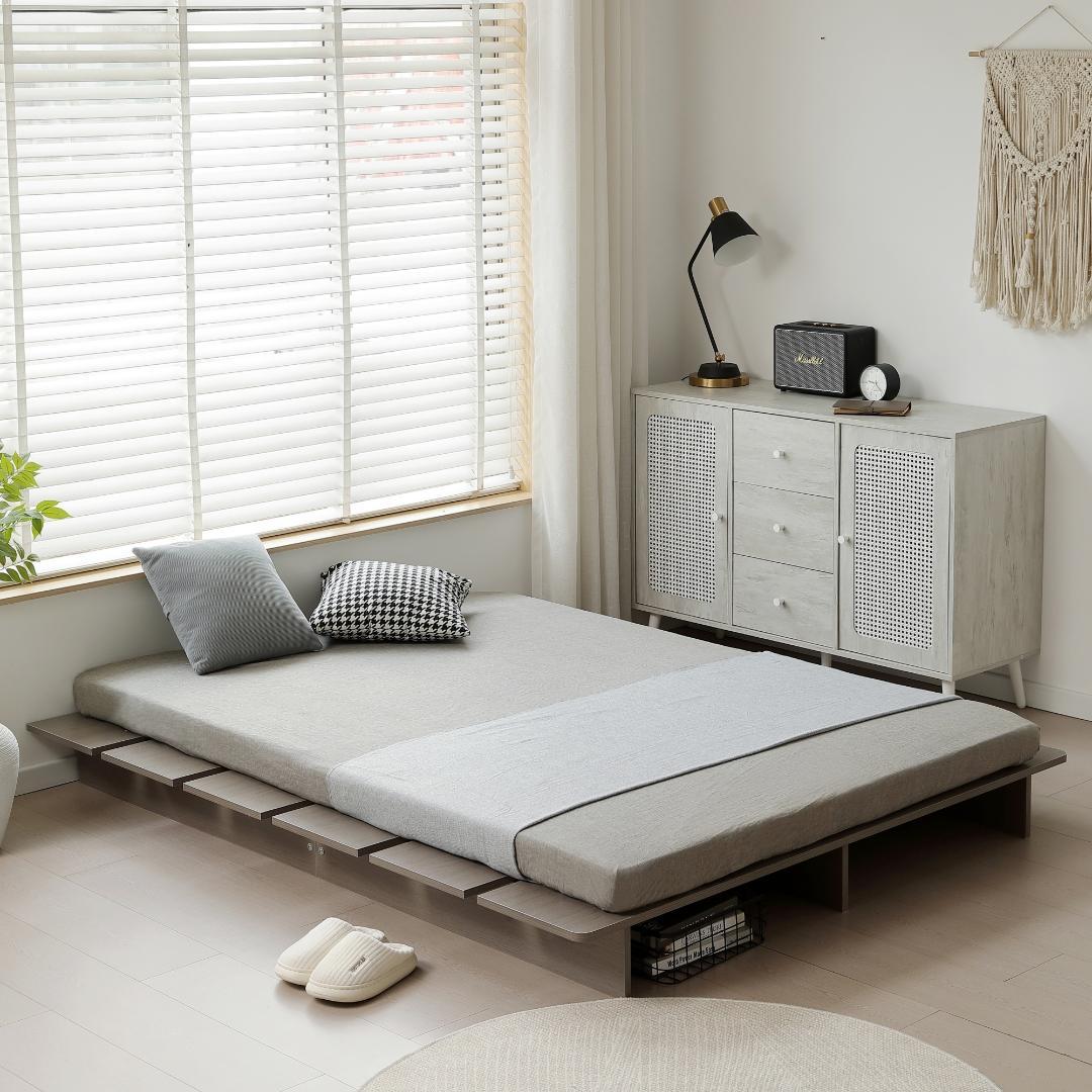 【D・幅160cm】ベッドフレーム すのこベッドおしゃれ 一人暮らし GRAY