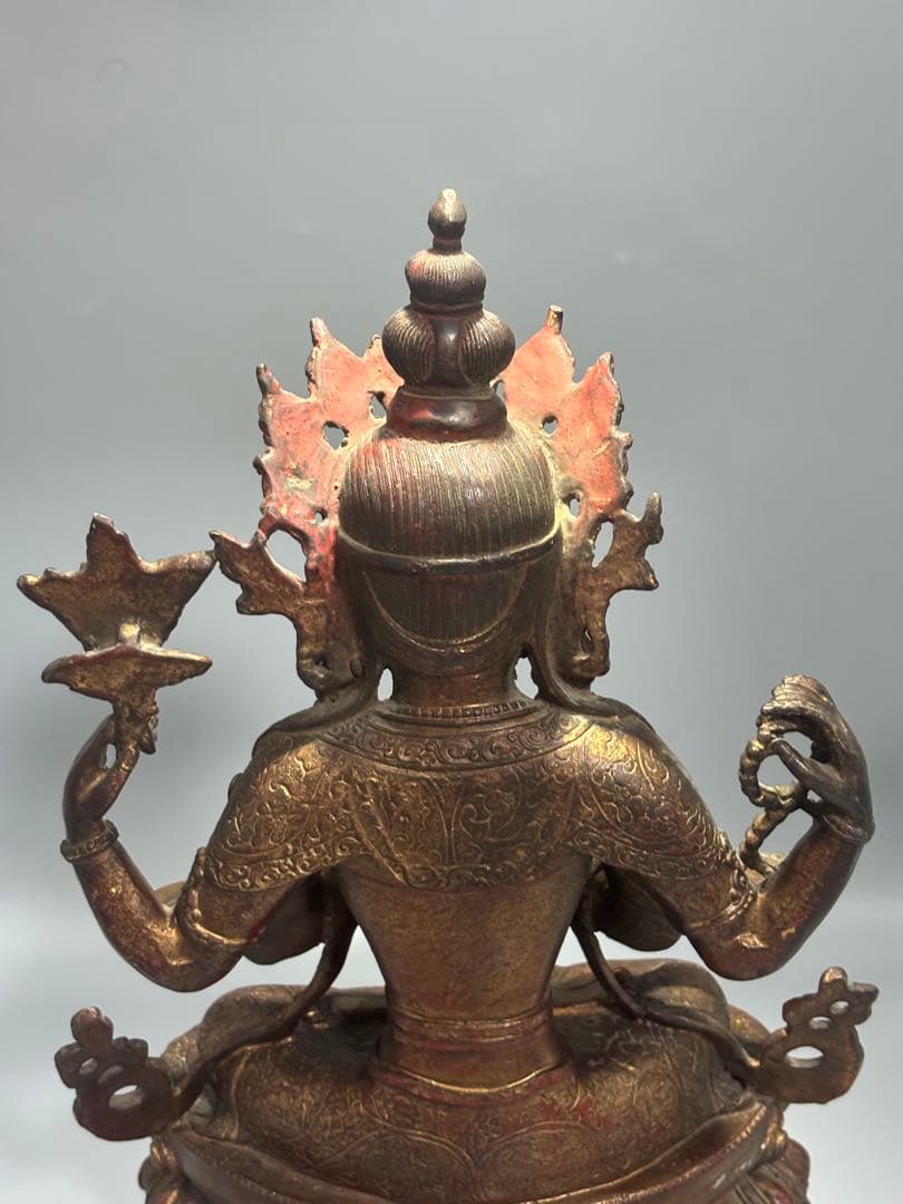 (期間セール)仏教古美術 純銅静座観音 四腕観音仏像文化遺産 文化財仏像伝承