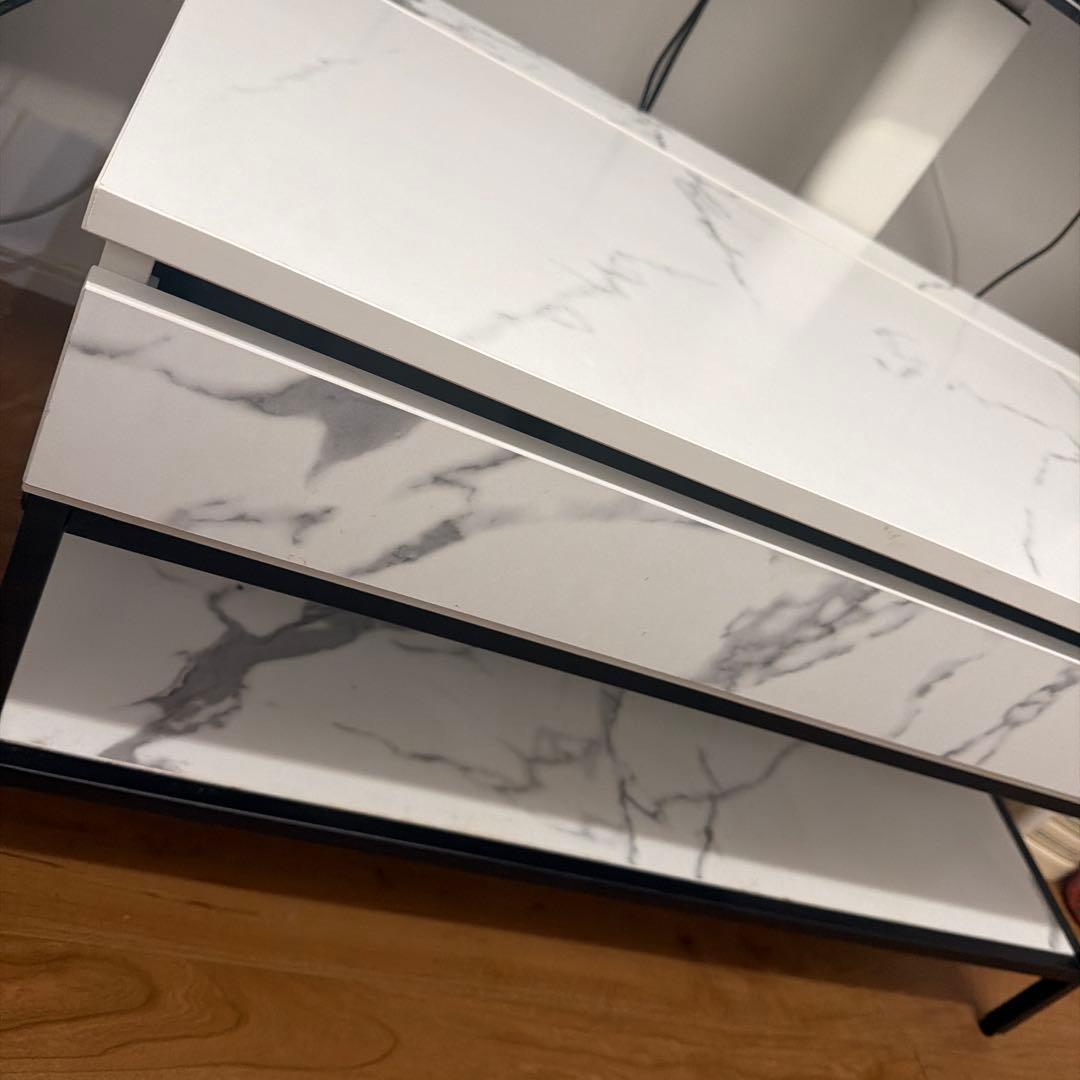 美品 おしゃれ 大理石柄 昇降式テーブル ローテーブル 高さ調整 収納