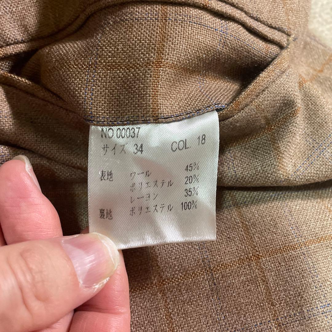 ベージュ チェック柄 3ピーススーツ　WENERGY