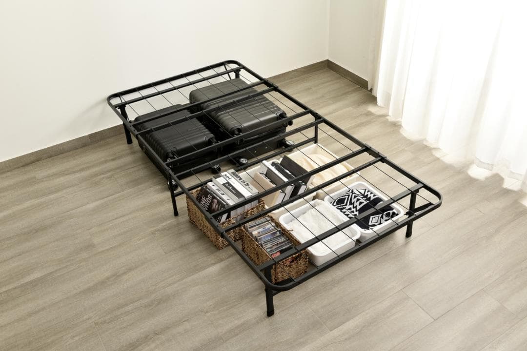パイプベッド折りたたみベッドシングル 組立簡単 下収納 シングルベッド収納通気性