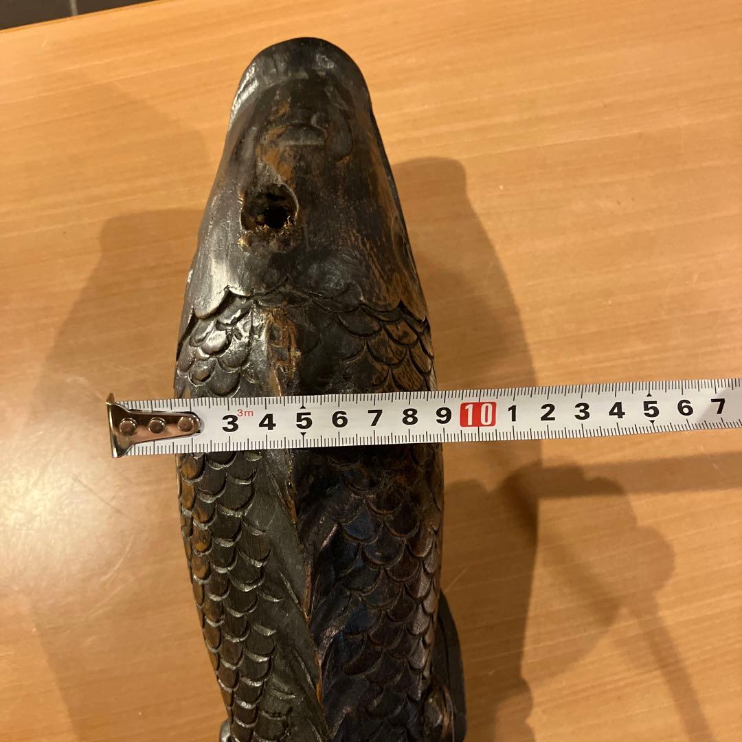 【未使用】自在鉤、鯉自在鉤、鯉横木、木彫り鯉、囲炉裏自在鉤　箱無し　長さ約46㌢