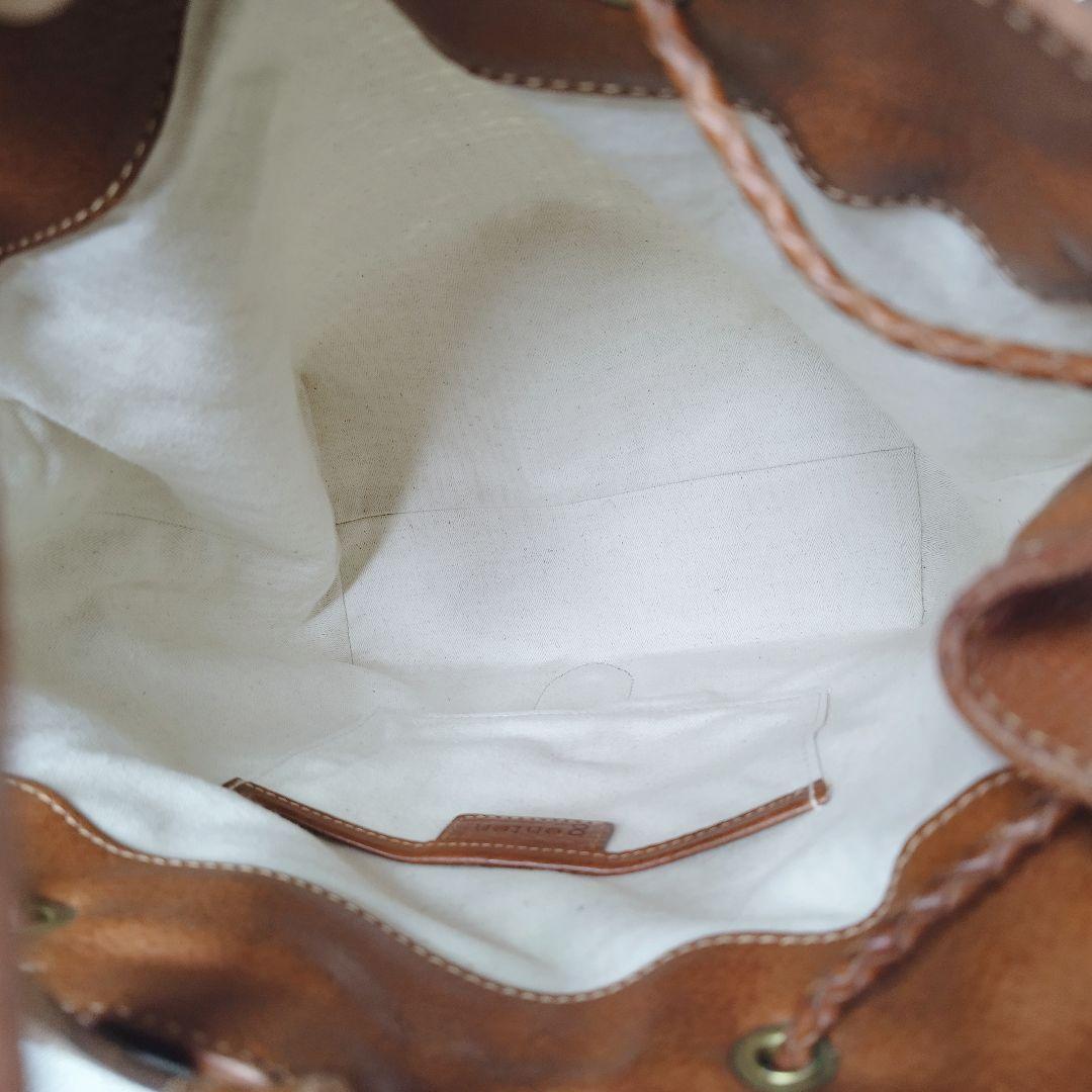 genten　かごバッグ　ストロー　ラフィア　2way レザー　スリングショルダ