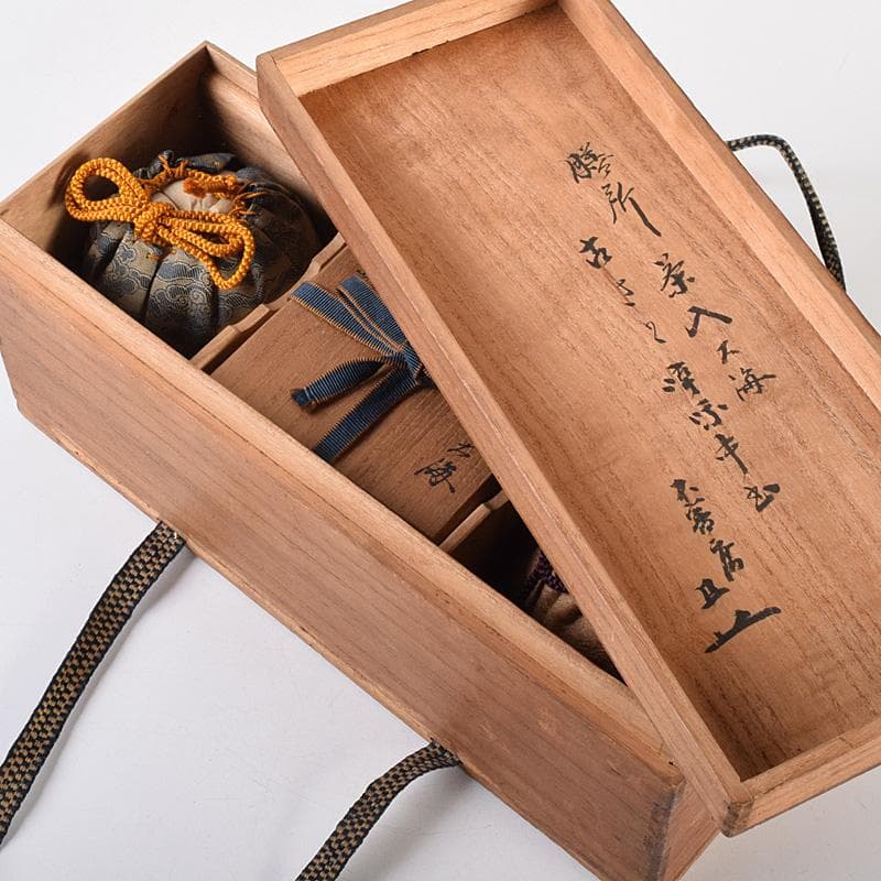 Gojyo 茶入　仕覆三点　啐啄斎極め箱　碌々斎書付二重箱　F　R7745