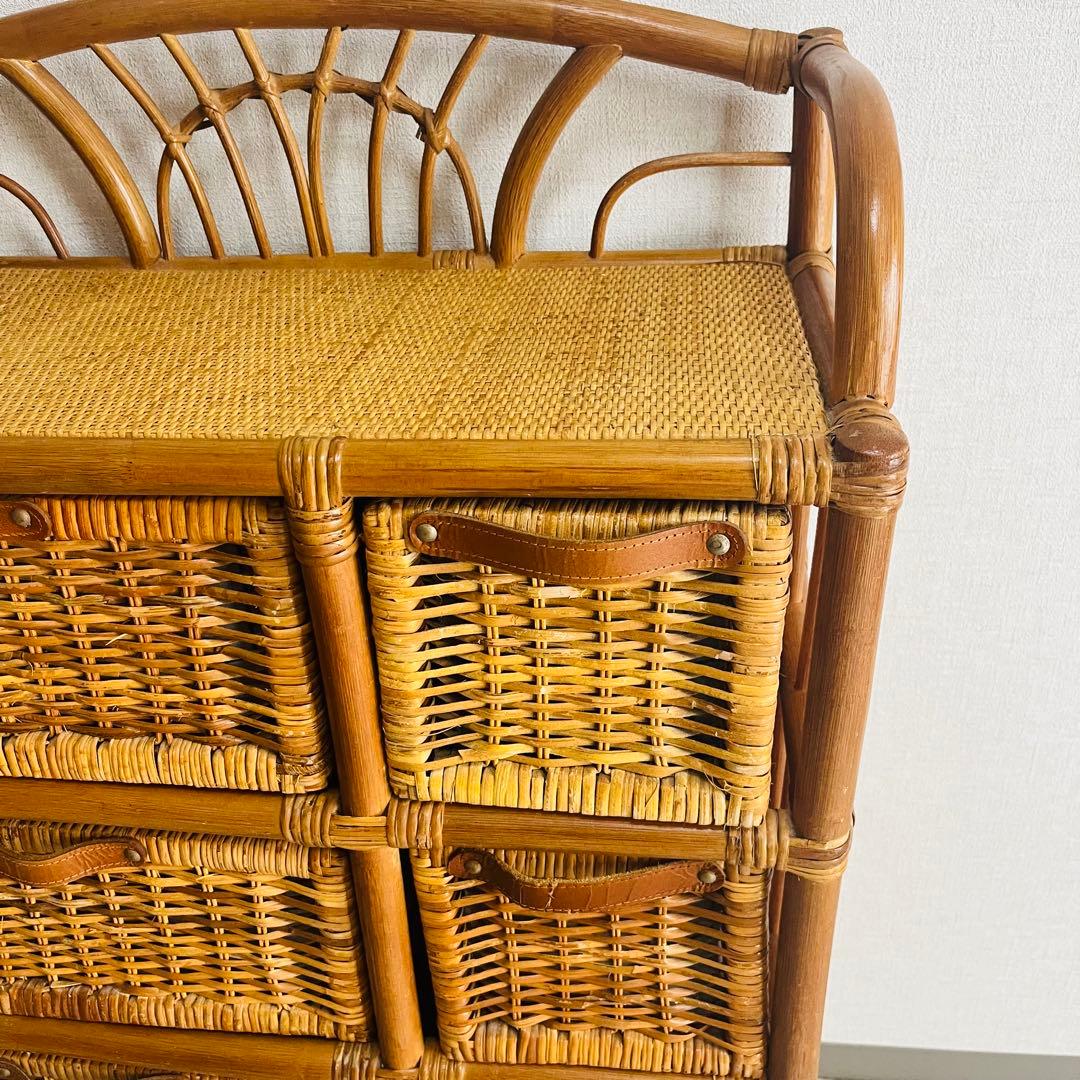 籐家具 収納ランタチェスト 昭和レトロ インテリア 棚 ラック 藤 アンティーク