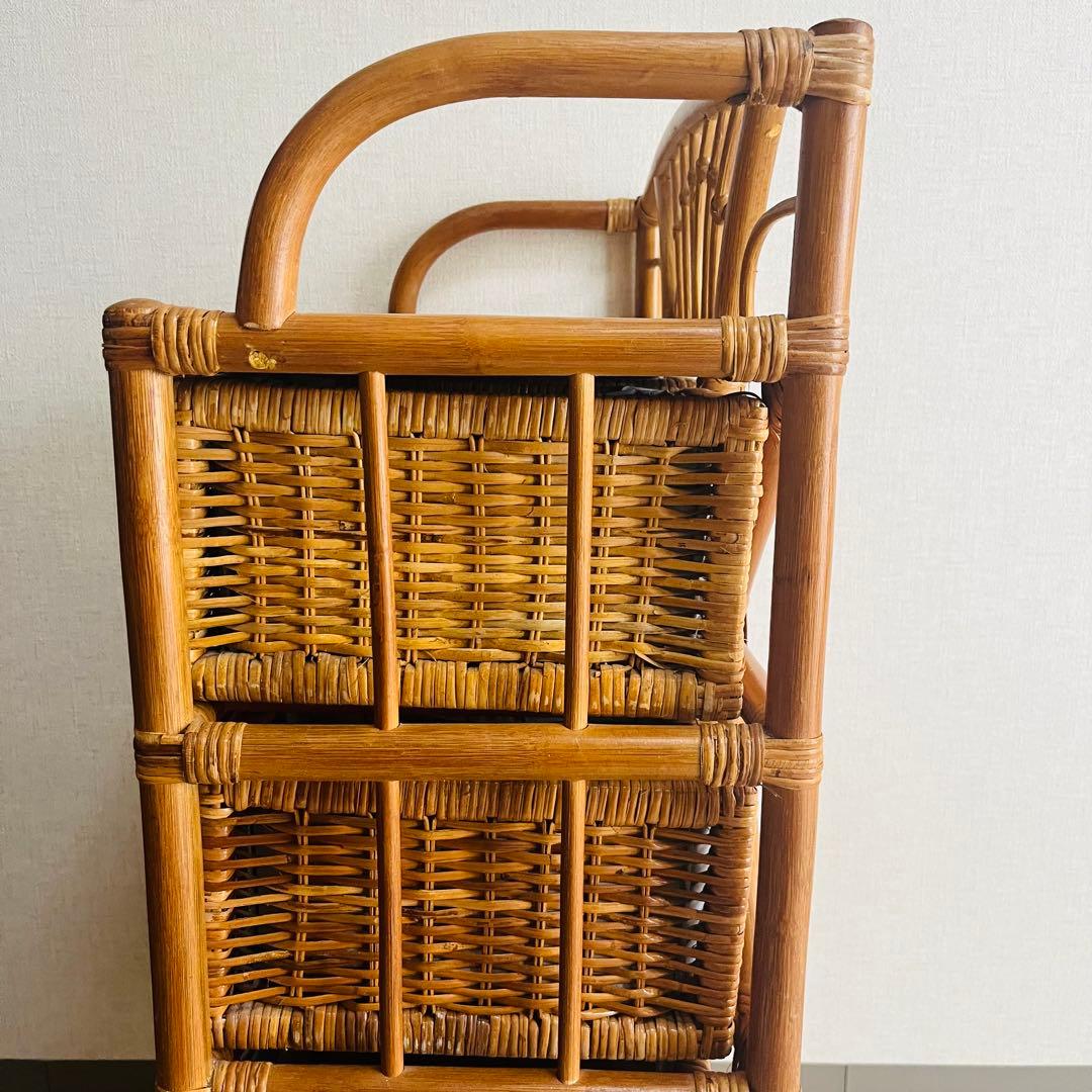 籐家具 収納ランタチェスト 昭和レトロ インテリア 棚 ラック 藤 アンティーク