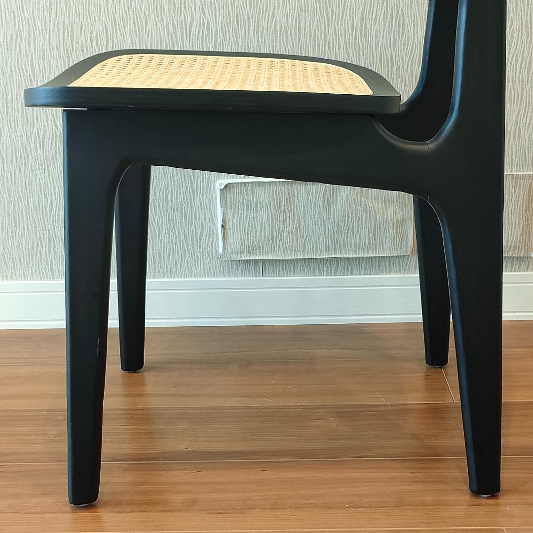 ラタン　ダイニングチェア　ブラック　ウッドラタンチェア
