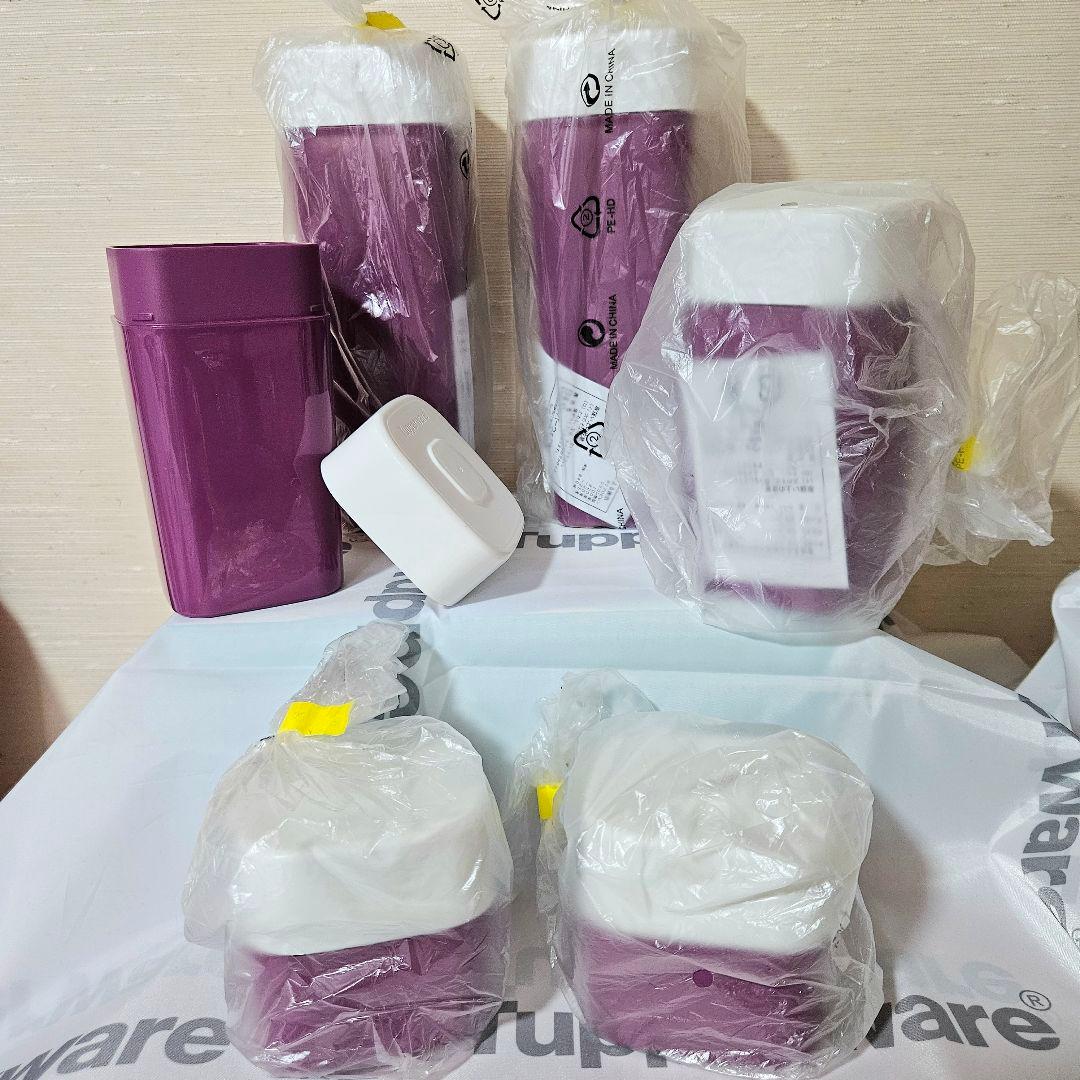 【新品】タッパーウェア ティーキャニスター 紫 ６点セットTupperware