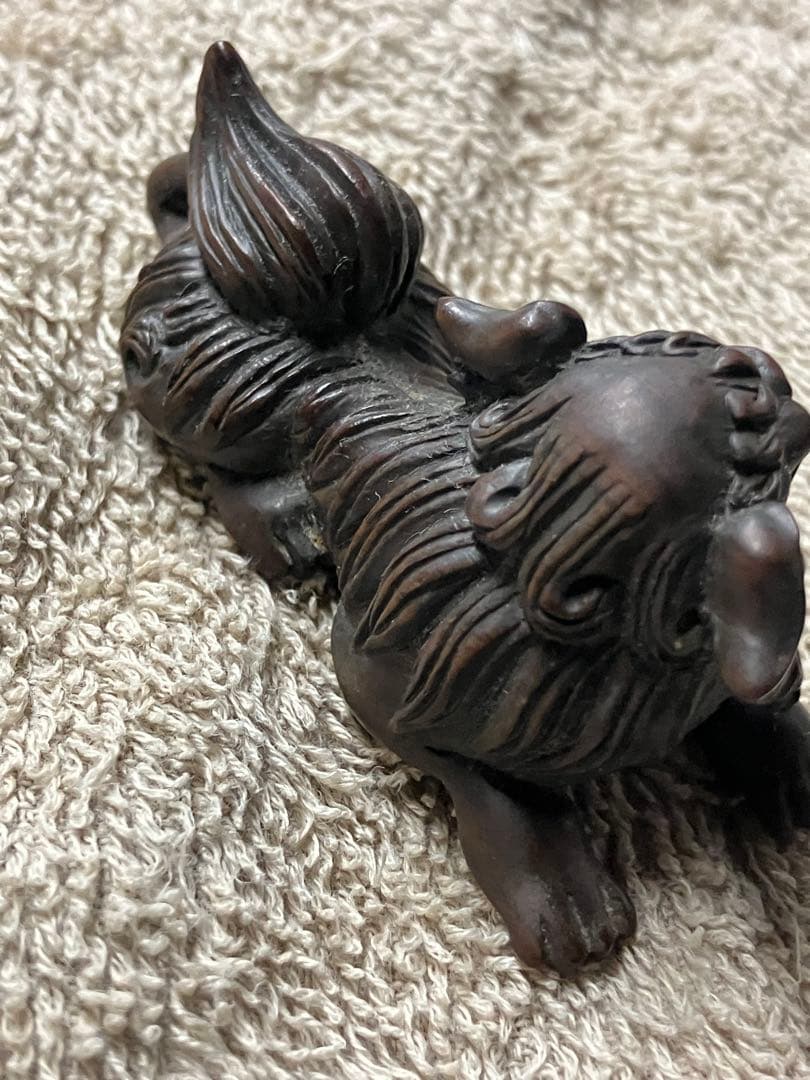 根付け　作者不明　刻印あり　獅子型　彫刻 約10cm
