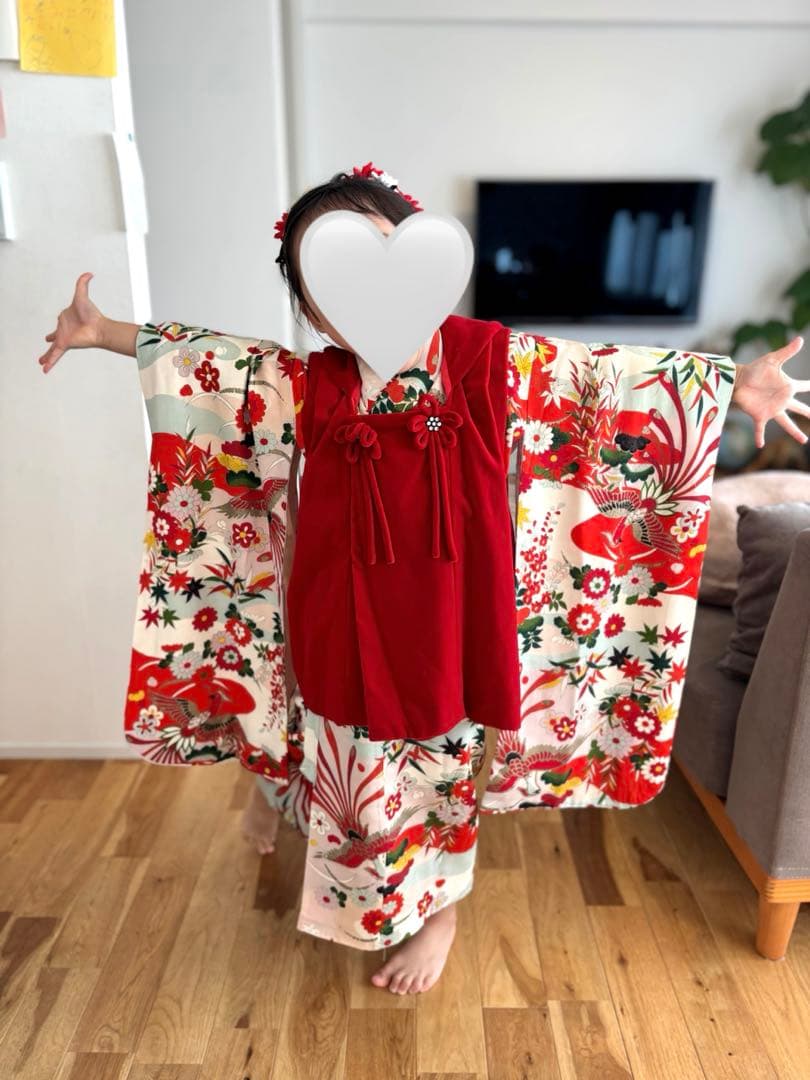 七五三 3歳〜5歳 女の子 子供 アンティーク 着物 被布 セット