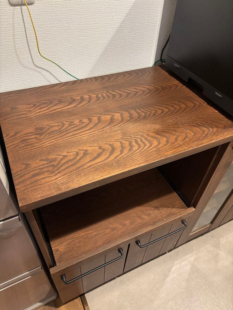 LOWYA 食器棚 レンジ台 キッチン収納 タモ突き板 キャビネット