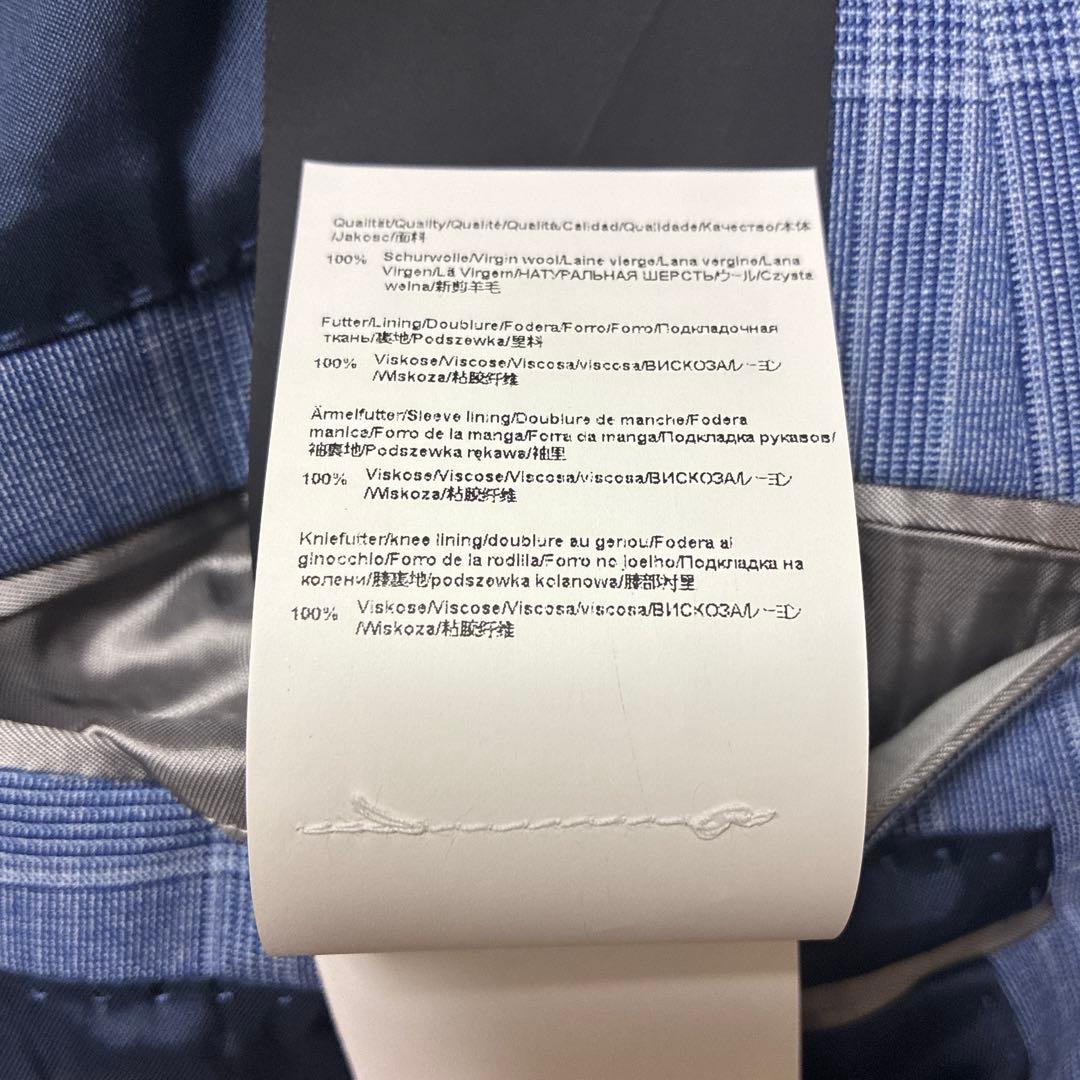 美品 現行タグ ヒューゴボス カルロバルベラ セットアップスーツ 青 チェック