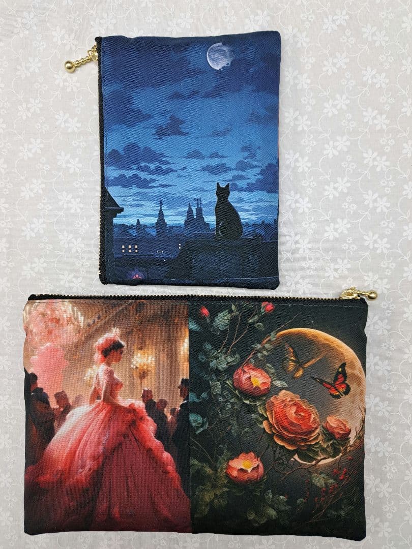 ねこのこ④ブックカバー、ポーチ