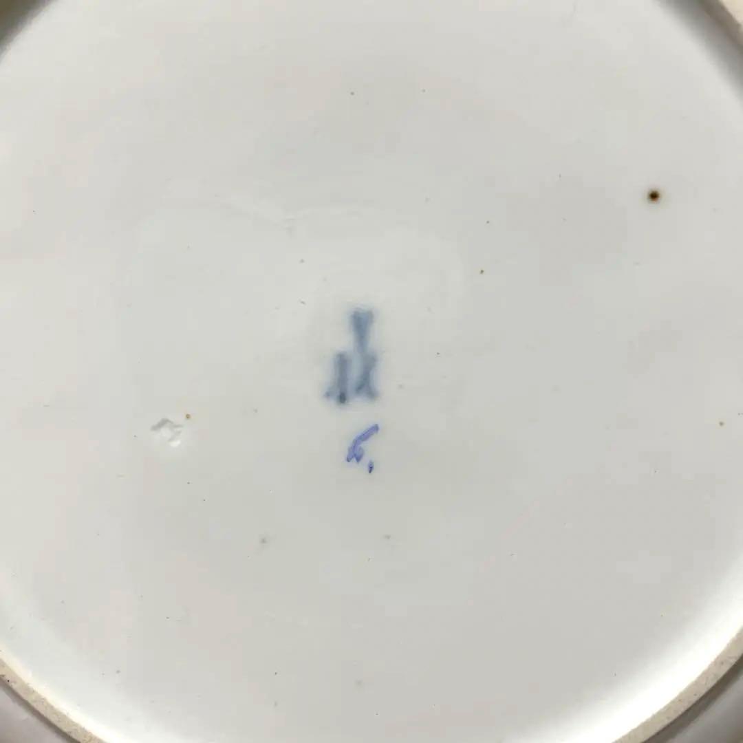 ＊豪華な四つ花皿＊エナメルと青の縁取り＊２１.３cm・Meissen・