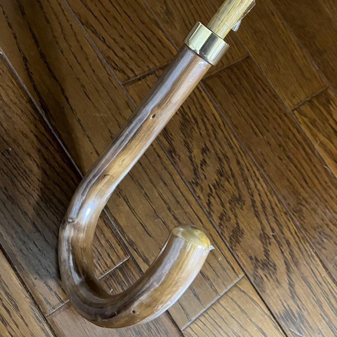 FENDI 長傘　ズッカ柄　ネイビー　ウッドハンドル　ムーンバット