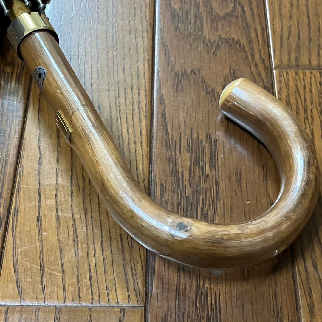 FENDI 長傘　ズッカ柄　ネイビー　ウッドハンドル　ムーンバット