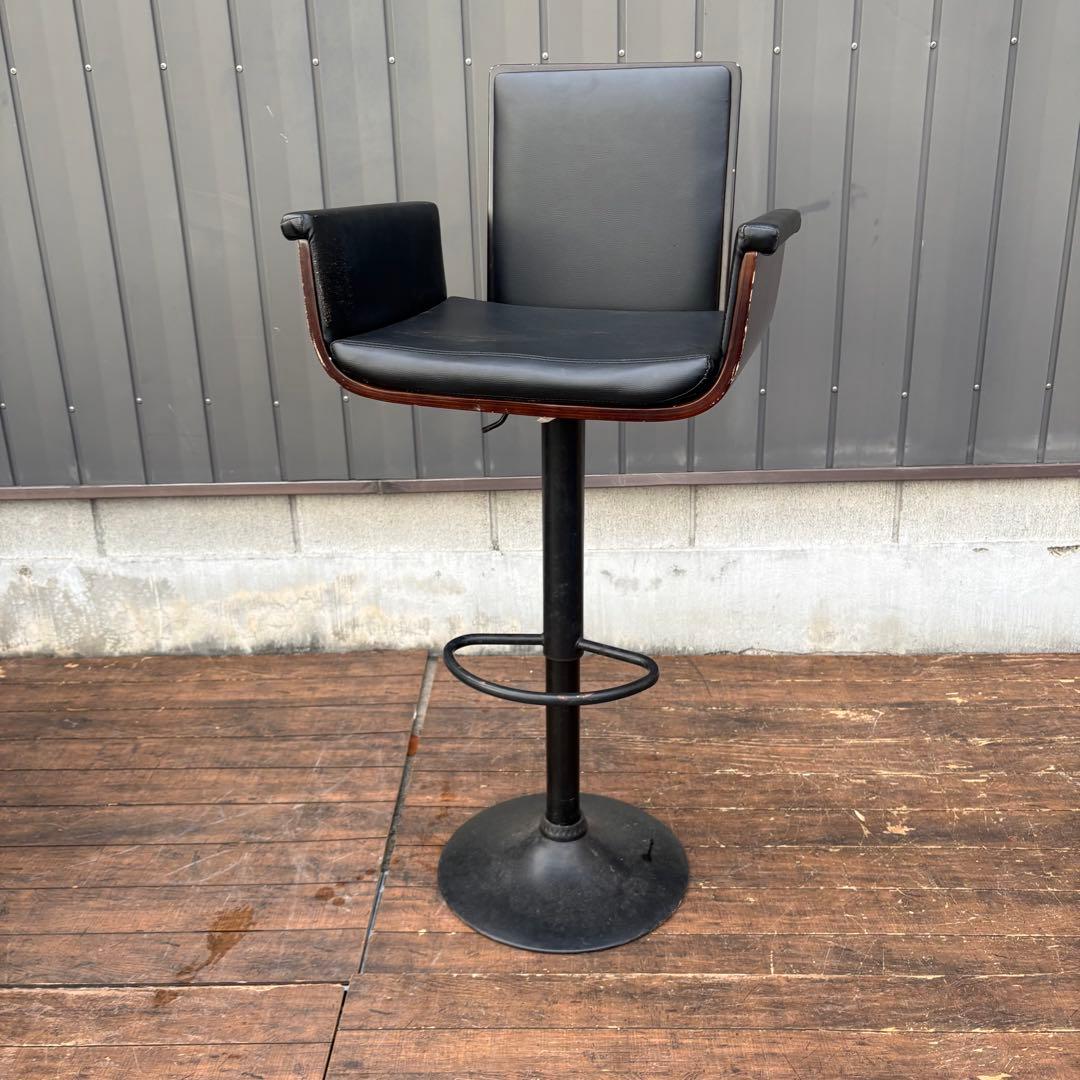 ② 北欧レトロ 木製フレーム カウンターチェア バーチェア 古家具 ビンテージ