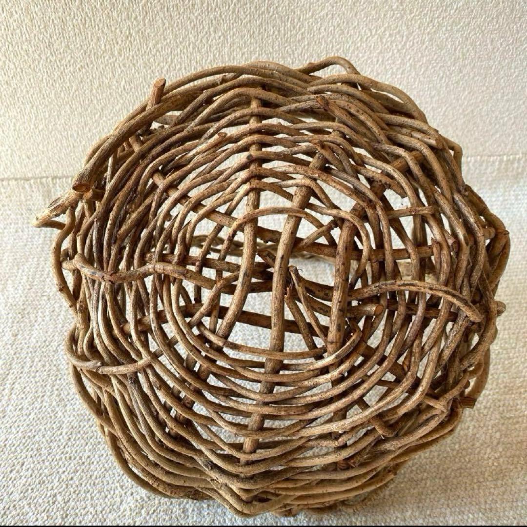 最終】蔓籠 藤蔓かご 蔓細工 あけび 葡萄蔓 バスケット 郷土飾りつる細工