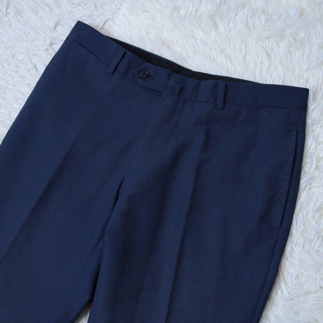 極美品 トゥモローランド DRAGO モヘア混 セットアップスーツ ブルー 48