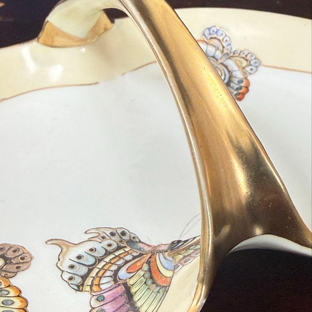 【100年モノ】オールドノリタケ センターハンドル皿 蝶文 M-NIPPON印