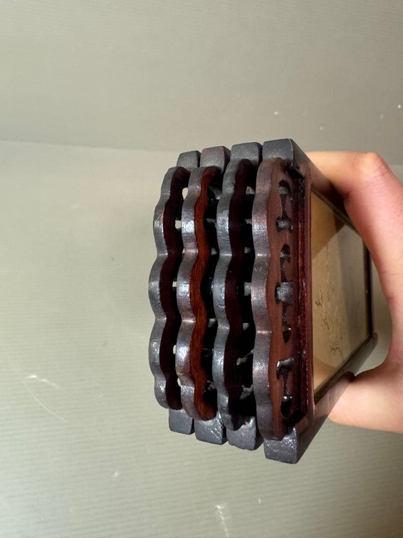 2874 中国美術工芸品　四美人花鳥図　卓上屏風　時代物