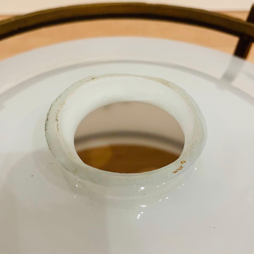 昭和レトロ 中ぶり 乳白ガラス 木枠 天井照明 電傘 電笠