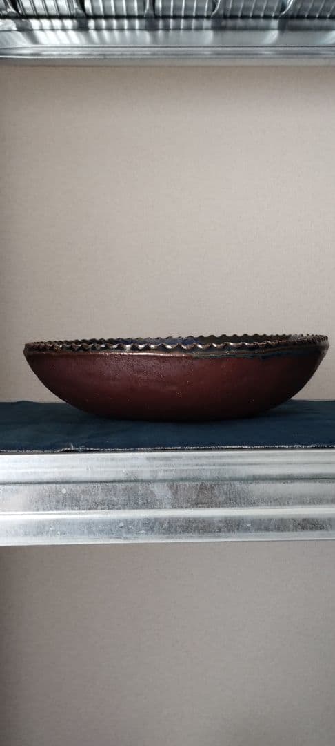 十場天伸　スリップウェア　皿　器　つくも窯　十場天神