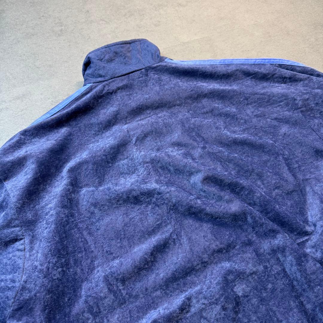80s adidas ベロアトラックジャケット アディダス ジャージネイビー古着